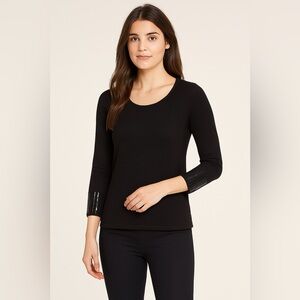 NWT Carolyn Taylor Black Boxy 3/4 Sleeve Blouse